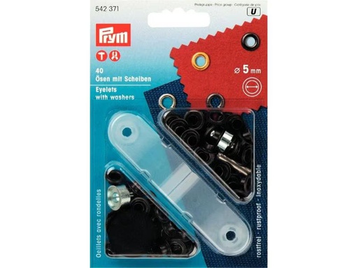 [90301453 1576032] Prym Ösen + Scheiben 5 mm, Brüniert, 40 Stück