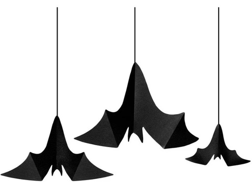 [90301991 1404083] Partydeco Aufhänger Fledermäuse 3 Stk., Schwarz