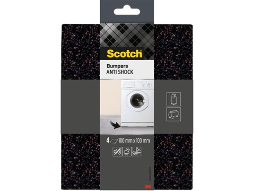 [90302101 1571167] 3M Elastikpuffer 100 mm x 100 mm, Schwarz, 4er Pack