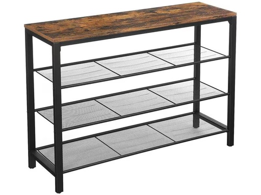 [90302113 1568995] VASAGLE Schuhregal mit 3 Ablagen 100 x 72 cm, Braun/Schwarz