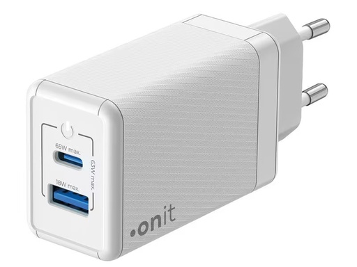 [90302337 1532003] onit USB-Wandladegerät Dual QC4+ 65 W GaN Weiss