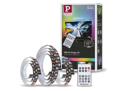 [90302663 1580985] Paulmann EntertainLED USB Strip TV-Beleuchtung RGB+, 55