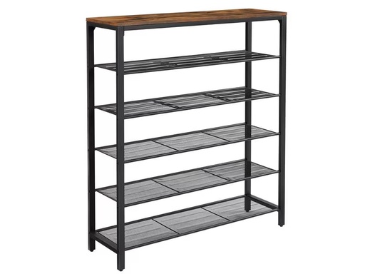 [90302731 1570388] VASAGLE Schuhregal mit 5 Ablagen 100 x 110 cm, Braun/Schwarz