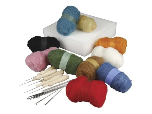 [90050176 708819] Creativ Company Filz-Bastelset Nadelfilzen 22-teilig, Mehrfarbig