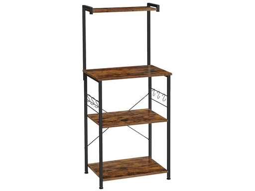 [90303010 1570391] VASAGLE Küchenregal mit 6 Haken 127 x 60 cm, Braun/Schwarz