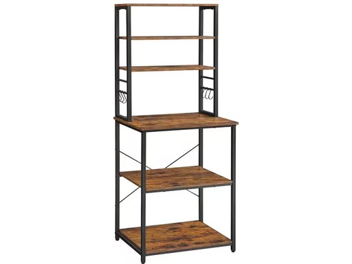 [90303073 1568987] VASAGLE Küchenregal mit 6 Haken 167 x 60 cm, Braun/Schwarz