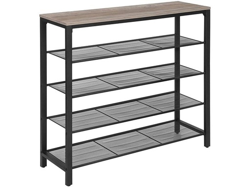 [90303079 1568993] VASAGLE Schuhregal mit 4 Ablagen 100 x 92.5 cm, Grau/Schwarz