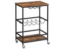 VASAGLE Bartrolley mit Flaschenhalterung 60 x 75 cm, Braun