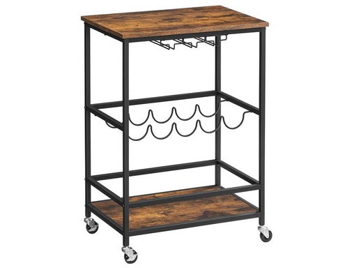 [90303110 1573132] VASAGLE Bartrolley mit Flaschenhalterung 60 x 75 cm, Braun