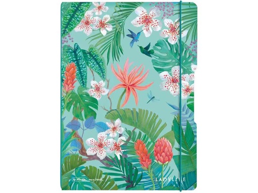 [90303199 1496908] Herlitz Notizheft Ladylike Jungle A4, 2 x 40 S., liniert/kariert