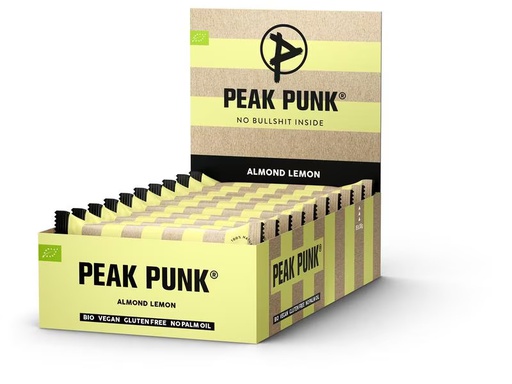 [90303600 920079] PEAK PUNK Riegel Bio Energy Bar – Almond Lemon 15 x 38 g