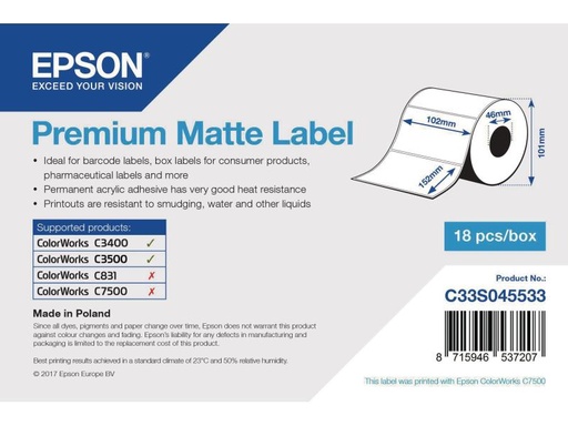 [90050341 328319] Epson Etikettenrolle Premium 102 x 152 mm