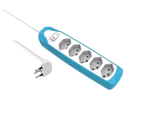 [90050344 832780] Schönenberger Steckdosenleiste 5x T13 Weiss / Blau