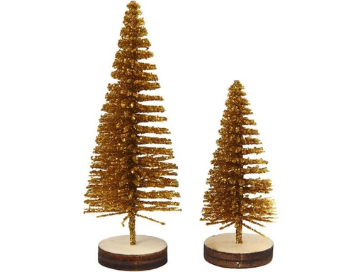 [90304827 813330] Creativ Company Aufsteller Weihnachtsbäume, Gold, 5 Stück