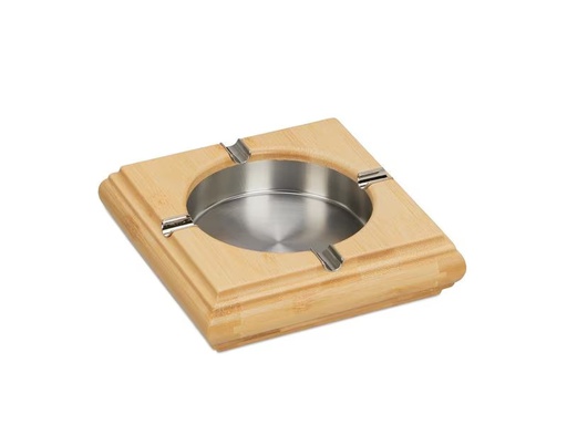 [90305405 1585617] relaxdays Aschenbecher Bambus Nature/Silber