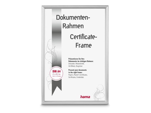 [90305507 1591106] Hama Bilderrahmen Detroit für Dokumente A4, Silber