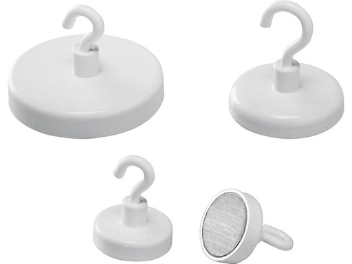 [90305577 1591999] Magnetoplan Hakenmagnet Ø 4.7 cm Weiss, 1 Stück