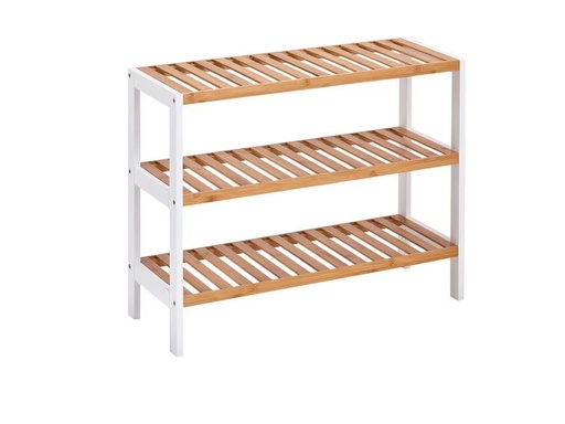[90306077 1596117] Zeller Present Schuhregal mit 3 Ablagen 70 x 54 cm, Nature/Weiss