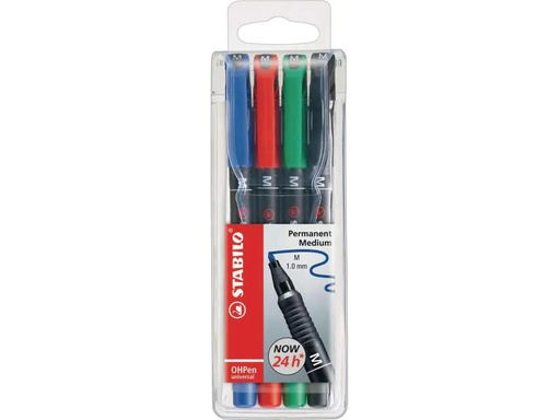 [90050610 255467] STABILO Folienstift OHPen universal M permanent 4 Stück, Mehrfahrbig