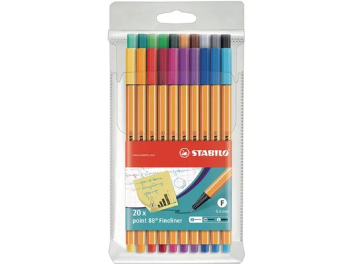 [90050612 576037] STABILO Fineliner point 88 20 Stück, Mehrfarbig