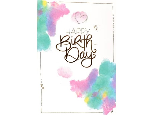[90307545 1595232] ABC Geburtstagskarte Happy Birthday Aquarell B6