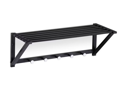 [90307604 1594795] relaxdays Garderobenleiste mit Ablage 5 Haken, Schwarz