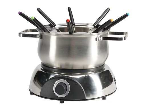 [90307646 1594872] Nouvel Fleischfondue-Set Silva 10 Teile, Silber