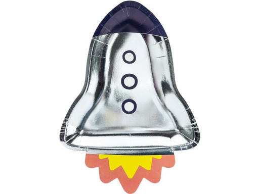 [90308322 1600518] Partydeco Einwegteller Kosmos Rakete 6 Stück
