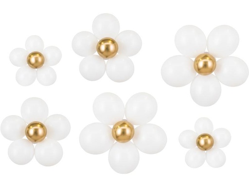 [90308385 1600548] Partydeco Luftballon Set Blumen 40-50 cm, Gold/Weiss