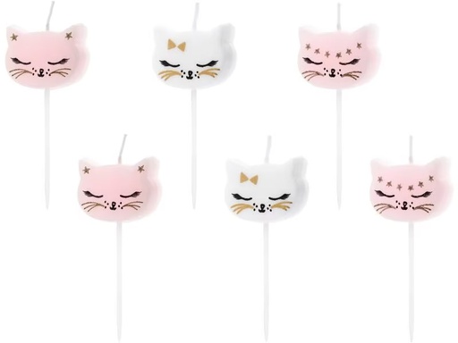 [90308444 1600501] Partydeco Kerze Cat 6 Stück