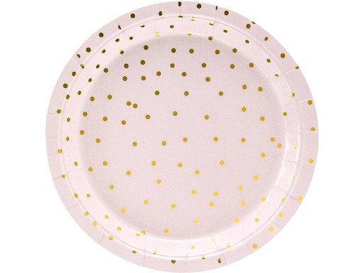 [90308464 1600480] Partydeco Einwegteller Punkte 18 cm, 6 Stück, Hellrosa
