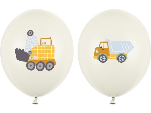 [90308467 1600530] Partydeco Luftballon Baufahrzeuge 30 cm, 50 Stück, Crème
