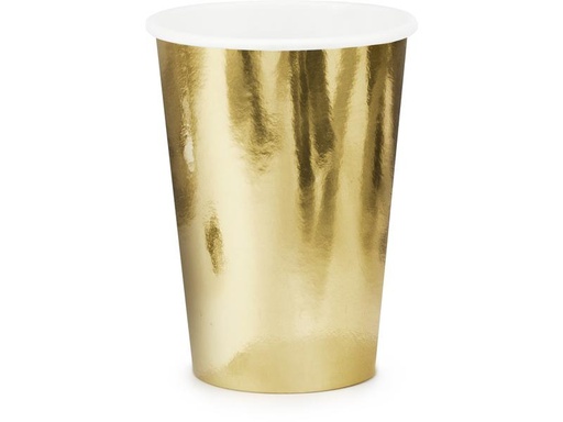 [90308491 1600491] Partydeco Einwegbecher Uni 220 ml, 6 Stück, Gold