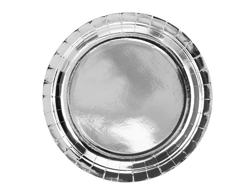 [90308497 1600482] Partydeco Einwegteller Uni 23 cm, 6 Stück, Silber