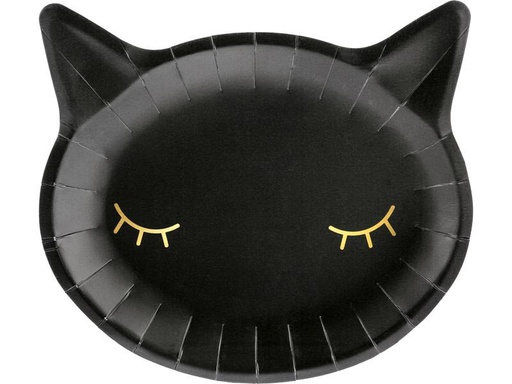 [90308506 1600563] Partydeco Einwegteller Cat 22 x 20 cm, 6 Stück, Schwarz