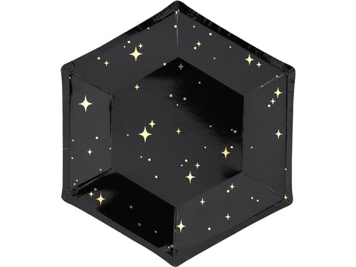 [90308533 1600483] Partydeco Einwegteller Let's Celebrate 20 cm, 6 Stück, Schwarz