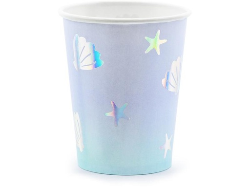 [90308538 1600536] Partydeco Einwegbecher Narwal 220 ml, 6 Stück, Hellblau