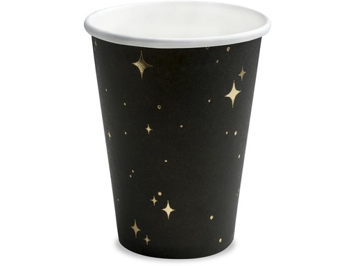 [90308559 1600490] Partydeco Einwegbecher Let's Celebrate 260 ml, 6 Stück, Gold/Schwarz