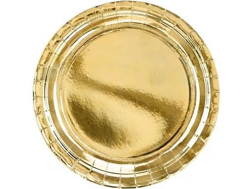 [90308593 1600492] Partydeco Einwegteller Uni 23 cm, 6 Stück, Gold