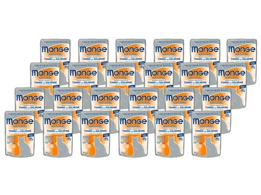 [90308804 1603937] Monge Nassfutter Natural Adult, Thunfisch &amp; Lachs, 24 x 80 g