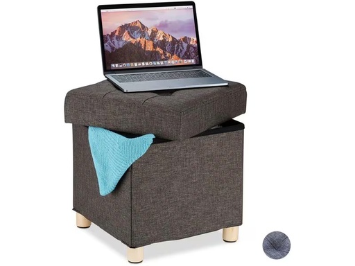 [90308845 1601669] relaxdays Sitz- und Aufbewahrungshocker Dunkelbraun