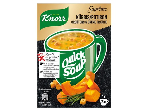 [90308929 1604712] Knorr Quick Soup Kürbis, Croûtons und Crème Fraiche 3 Portionen