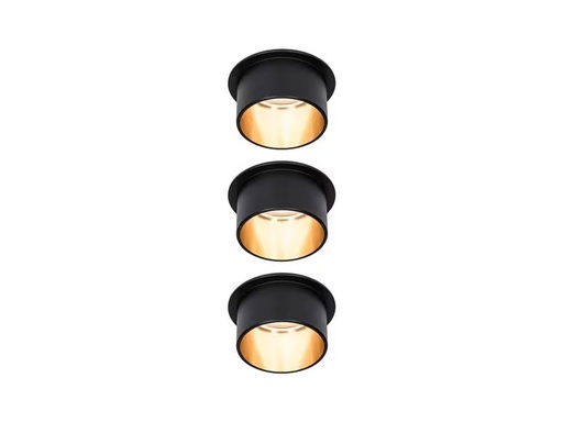 [90309274 1591857] Paulmann Einbauspot LED Gil Coin Set, 3 x 6W, 2700K, Schwarz/Gold