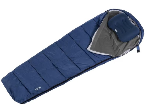 [90309441 1603203] KOOR Schlafsack, Schlafsackeinlage und Reisekissen Set Blau
