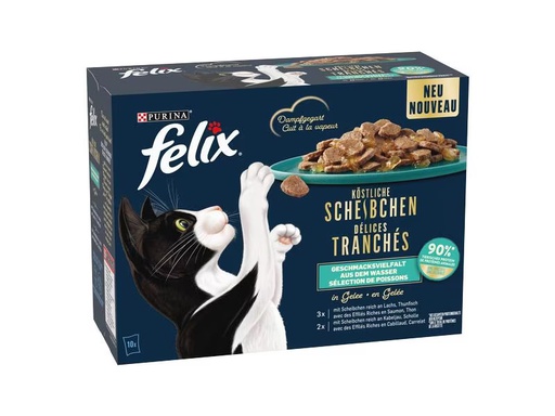 [90310257 1603440] Felix Nassfutter Köstliche Scheibchen Fisch in Gelee, 10 x 80 g
