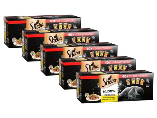 [90310442 1611603] Sheba Nassfutter Delikatesse in Gelée Geflügel Variation, 5x40x85g