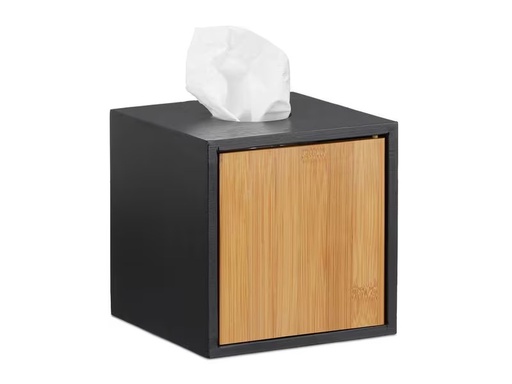 [90310976 1609767] relaxdays Kosmetiktuchbox Quadratisch Nature/Schwarz