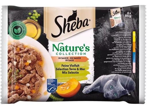 [90311173 1582486] Sheba Nassfutter Natures Collection Sauce – Feine Vielfalt, 4x85 g