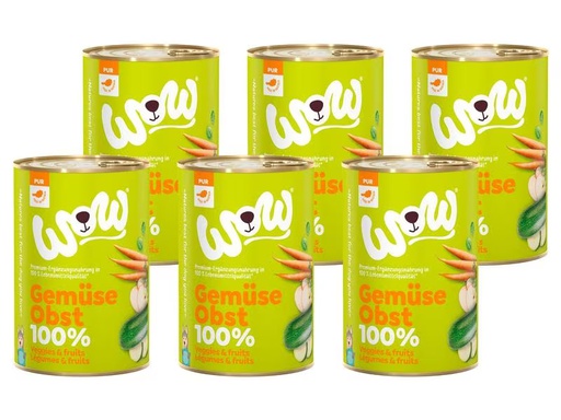 [90311282 1604824] WOW Nassfutter 100% Gemüse &amp; Obst, 6 x 400 g