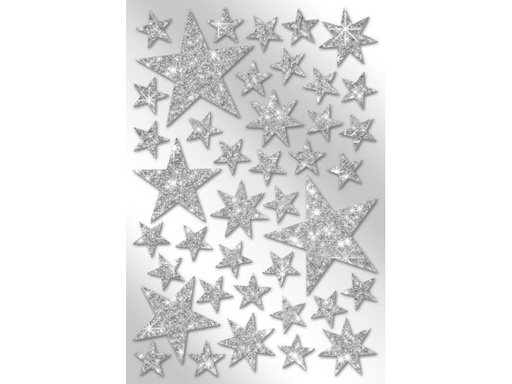 [90311498 1054421] Braun + Company Weihnachtssticker Glitzersterne, Silber